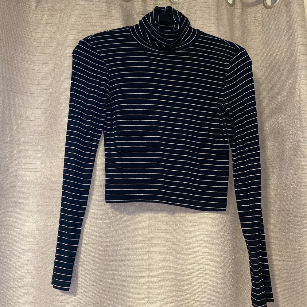 Zara Long Sleeve Striped Turtleneck Top Size Small
